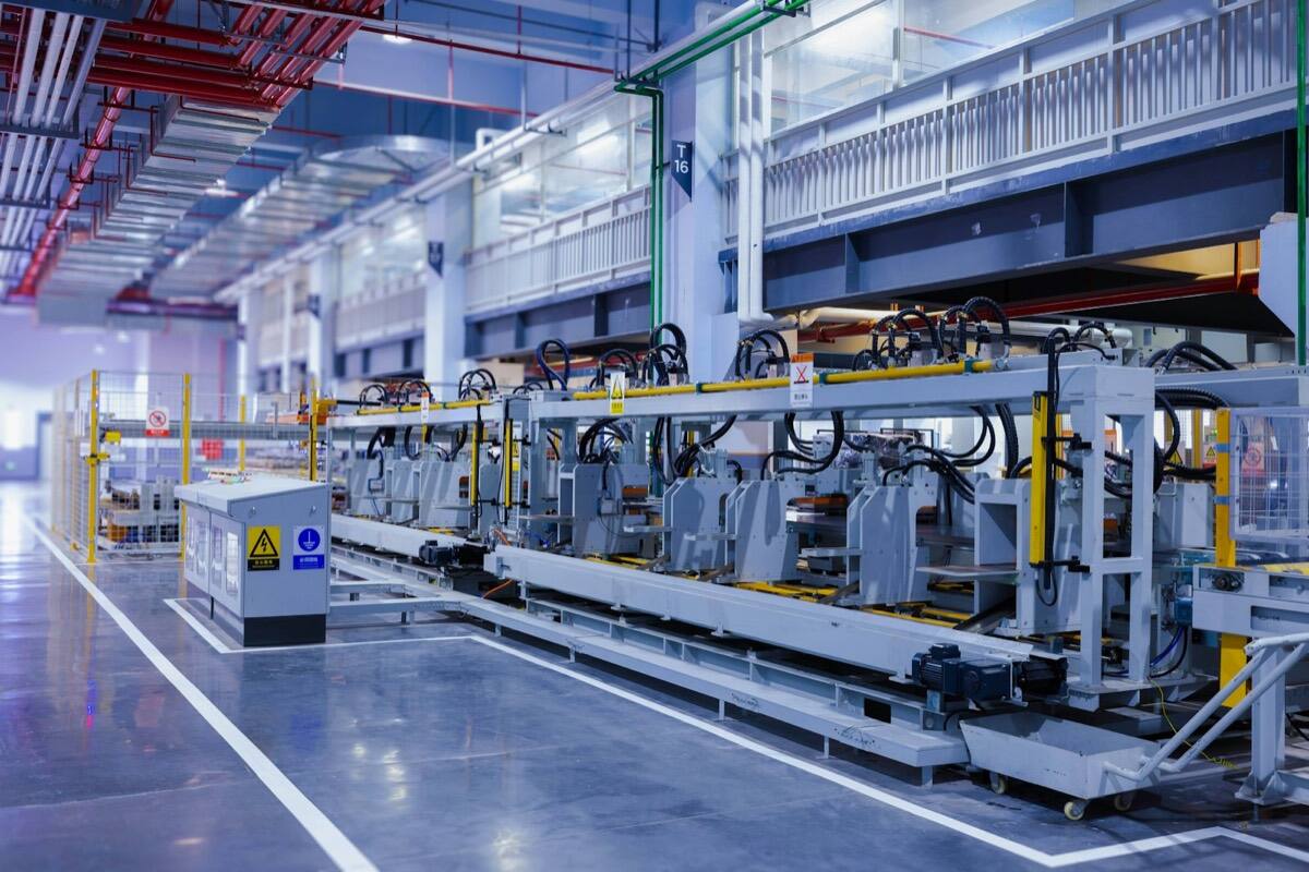 A manufacturing floor with production lines.